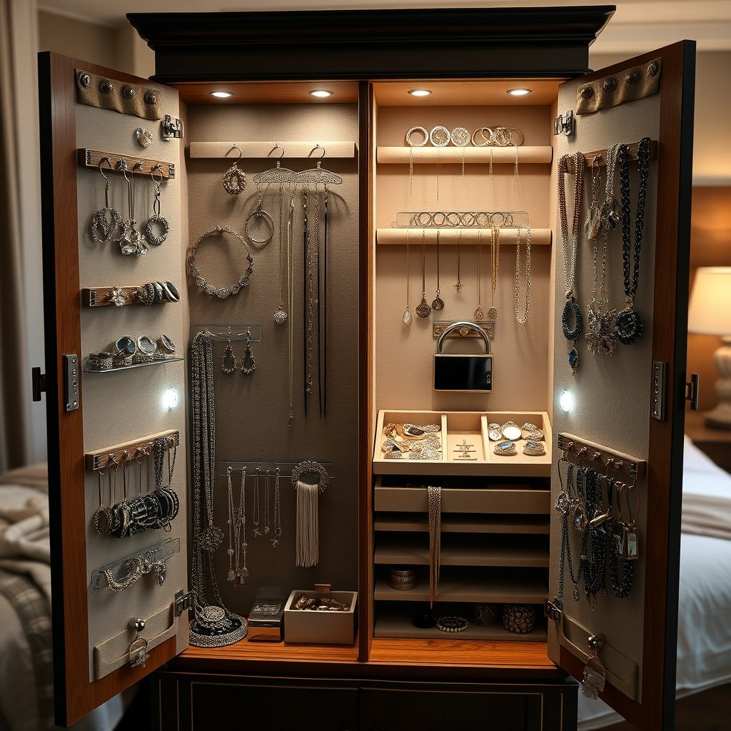 jewelry armoire in action