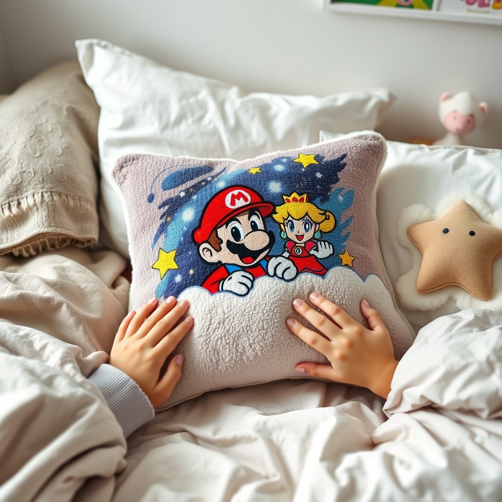 Mario pillow in action