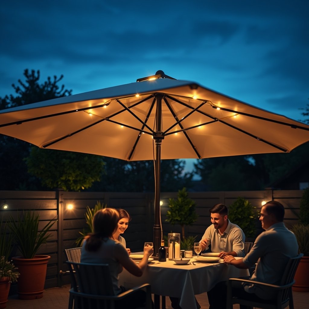 solar umbrella in action