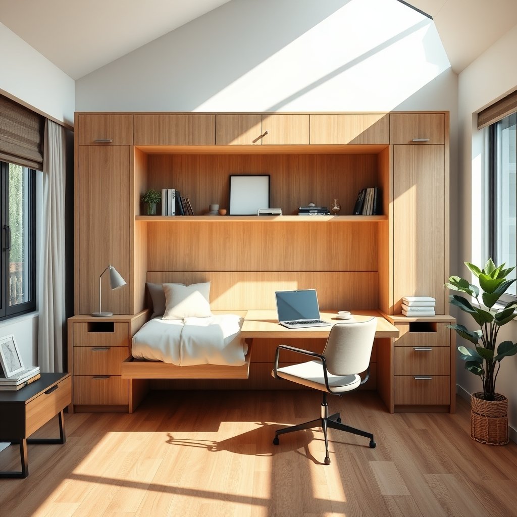 murphy bed with desk combo - Illustration 1