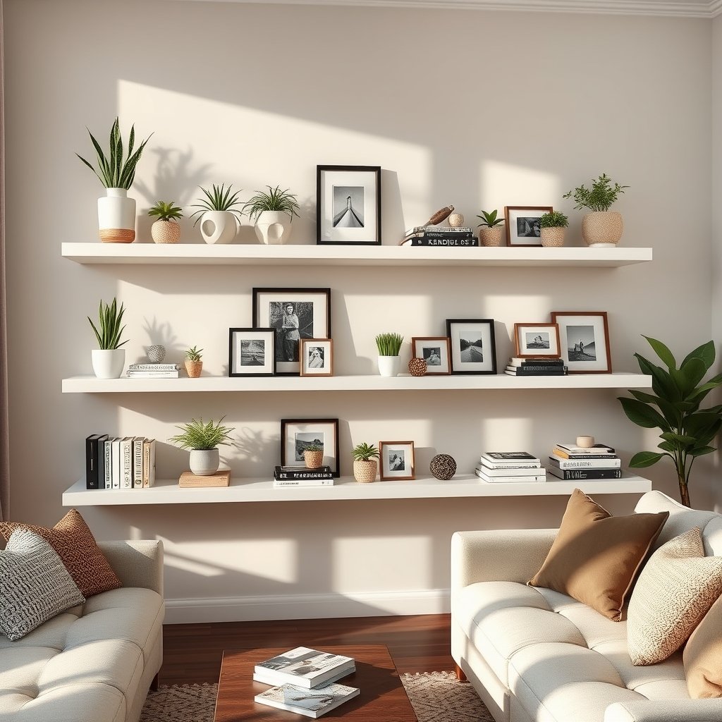 floating shelves in action